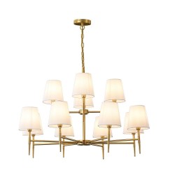 Shandon - Matt Brass 12 Light Centre Fitting with White Shade