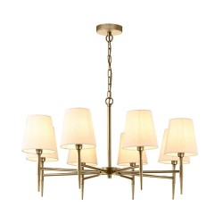 Shandon - Antique Brass 8 Light Centre Fitting with Cream Shade