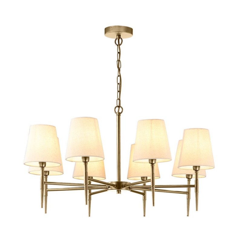 Cork Lighting-LF2840/8AB - Shandon - Antique Brass 8 Light Centre Fitting with Cream Shade