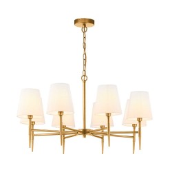 Shandon - Matt Brass 8 Light Centre Fitting with White Shade