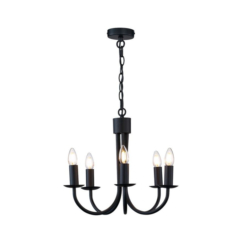 Cork Lighting-LF6025/5BL - Axus - Matt Black 5 Light Centre Fitting