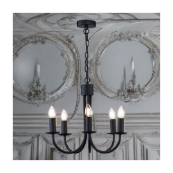 Axus - Matt Black 5 Light Centre Fitting