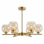 Genoa - Matt Brass 6 Light Semi Flush with Dimpled Amber Glasses Genoa - Matt Brass 6 Light Semi Flush with Dimpled Amber Glasses