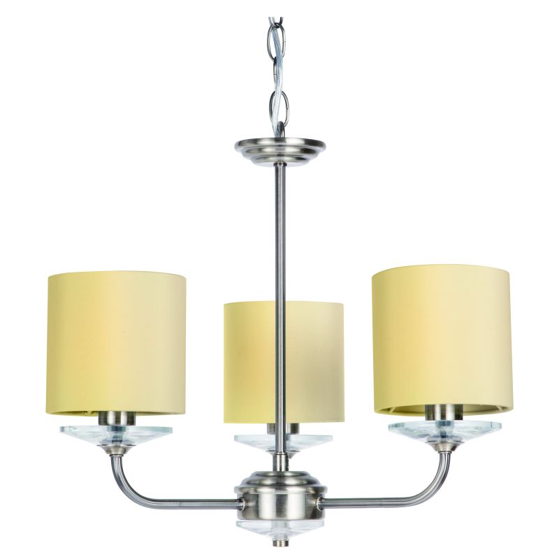 Ceiling Lights - Stylo - Cream & Antique Brass with Crystal 3 Light Centre Fitting Cork-Lighting-LF8432/3AB - Stylo - Cream & Antique Brass with Crystal 3 Light Centre Fitting