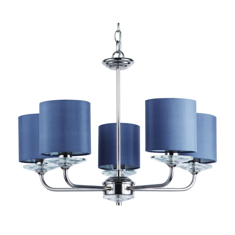 Ceiling Lights - Stylo - Grey Shade & Nickel with Crystal 5 Light Centre Fitting Cork-Lighting-LF8432/5NK - Stylo - Grey Shade & Nickel with Crystal 5 Light Centre Fitting