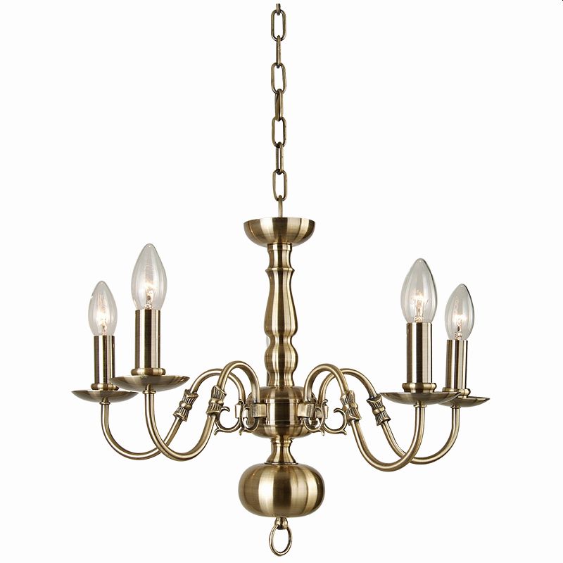 Cork Lighting-LF9329/5AB - Flemish - Antique Brass 5 Light Chandelier