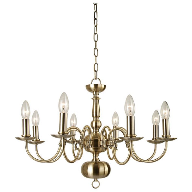 Cork Lighting-LF9329/8AB - Flemish - Antique Brass 8 Light Chandelier