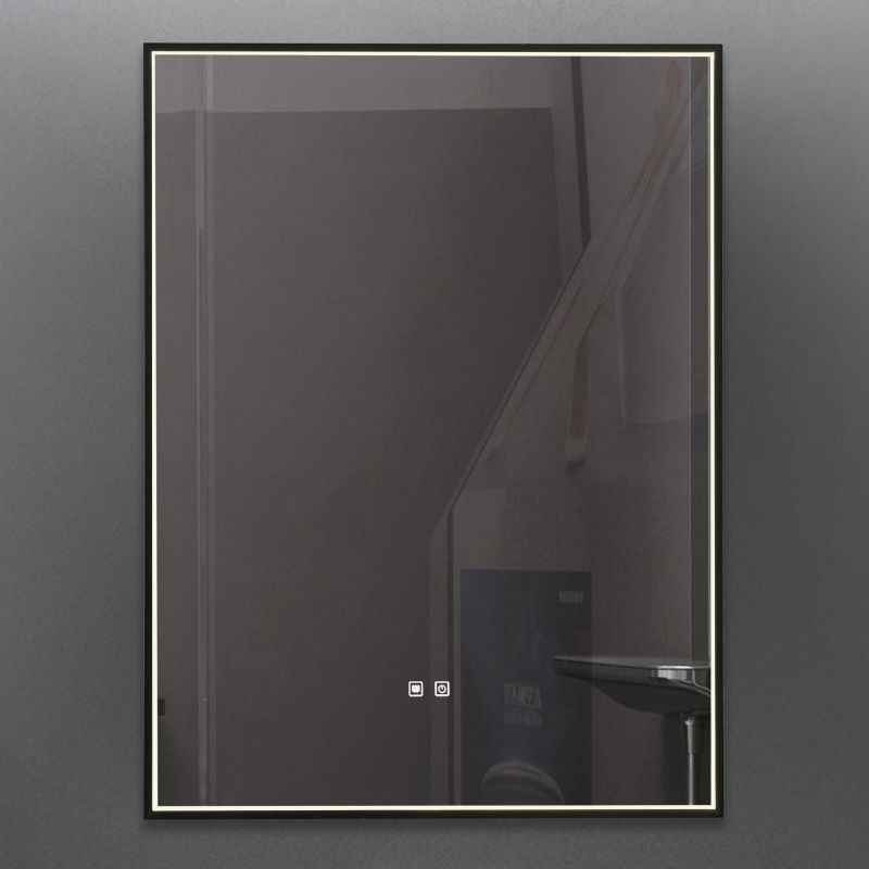 Cork Lighting-MIR4675070/BLK - Fabro - Black LED Mirror - Defogging Function 70 x 50cm