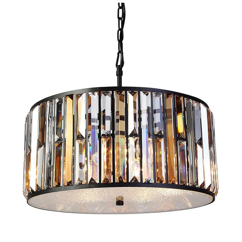 Cork Lighting-PF1039/5BL - Alba - Black 5 Light Pendant with Amber Crystal