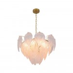 Aspen - Painted Gold 6 Light Pendant with Textured Glass