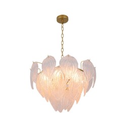 Aspen - Painted Gold 6 Light Pendant with Textured Glass