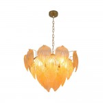 Aspen - Painted Gold 6 Light Pendant with Amber Glass
