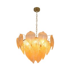 Aspen - Painted Gold 6 Light Pendant with Amber Glass