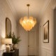 Cork Lighting-PF1047/6GLD - Aspen - Painted Gold 6 Light Pendant with Amber Glass