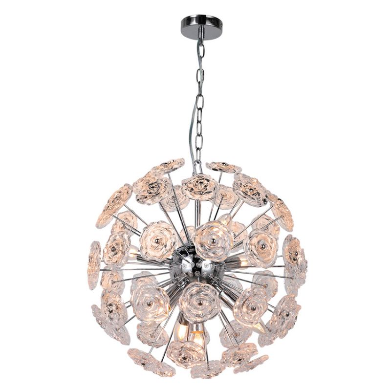 Cork Lighting-PF1066/7CR - Flora - Chrome 7 Light Centre Fitting with Decorative Glass