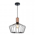 Birdcage - Black & Copper Pendant