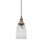 Saxen - Wooden & Chrome Pendant with Clear Glass Saxen - Wooden & Chrome Pendant with Clear Glass