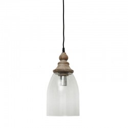 Saxen - Wooden & Chrome Pendant with Clear Glass Saxen - Wooden & Chrome Pendant with Clear Glass