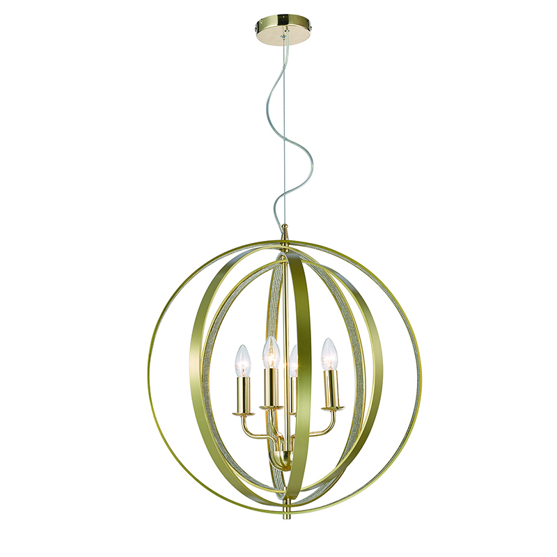 Ceiling Lights - Bantry - Gold & Diamonds Details 4 light Pendant Cork Lighting-PF1506/4GLD - Bantry - Gold & Diamonds Details 4 light Pendant