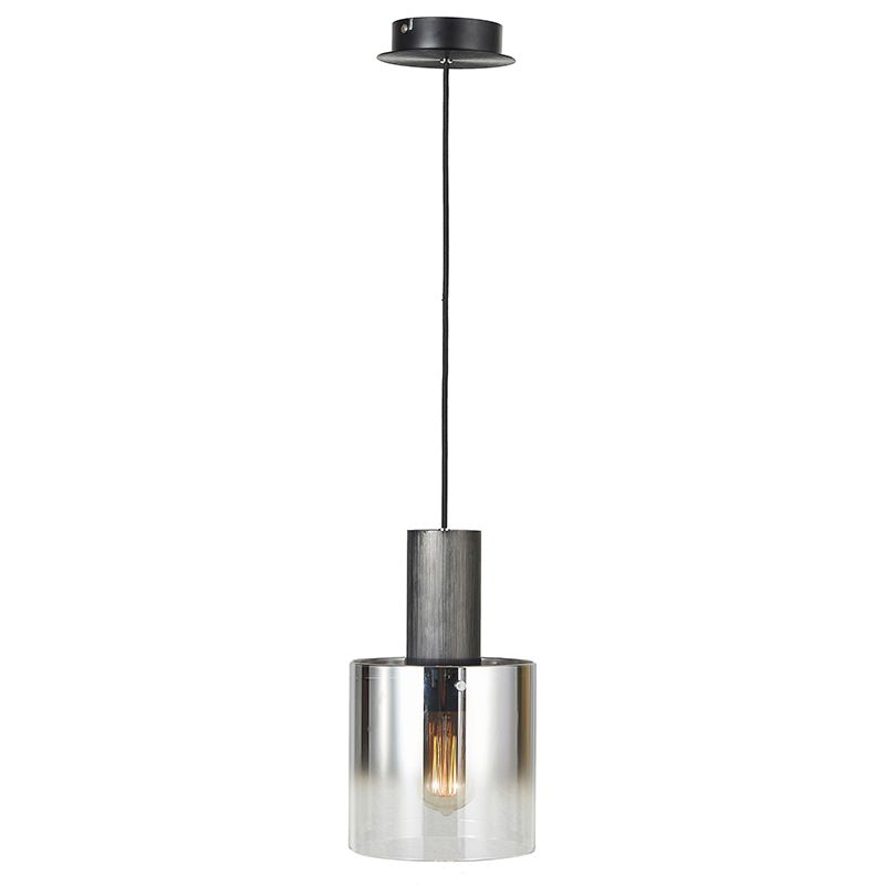 Cork Lighting-PF1607/1BL - Vintage - Black Pendant with Ombre Smoked Glass