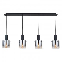 Vintage - Black 4 Light over Island Fitting with Ombre Smoked Glass Vintage - Black 4 Light over Island Fitting with Ombre Smoked Glass
