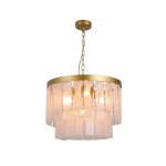 Elysian - Satin Brass 4 Light Pendant with Slate Glass Style