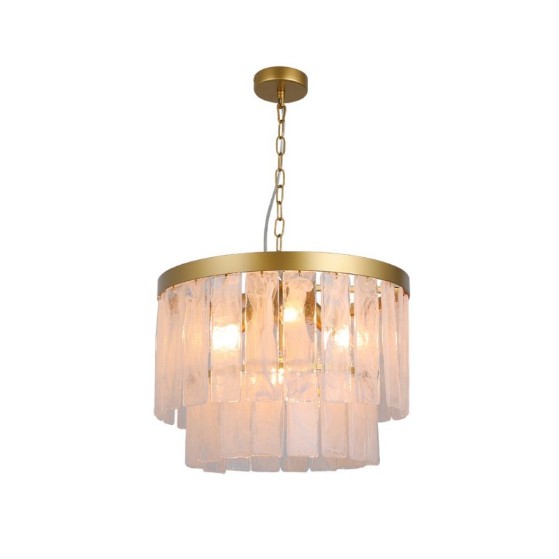 Cork Lighting-PF1617/4GLD - Elysian - Satin Brass 4 Light Pendant with Slate Glass Style