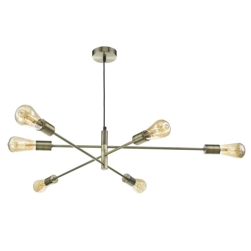 Cork Lighting-PF1966/6ANT - Venus - Antique Brass 6 Light Centre Fitting