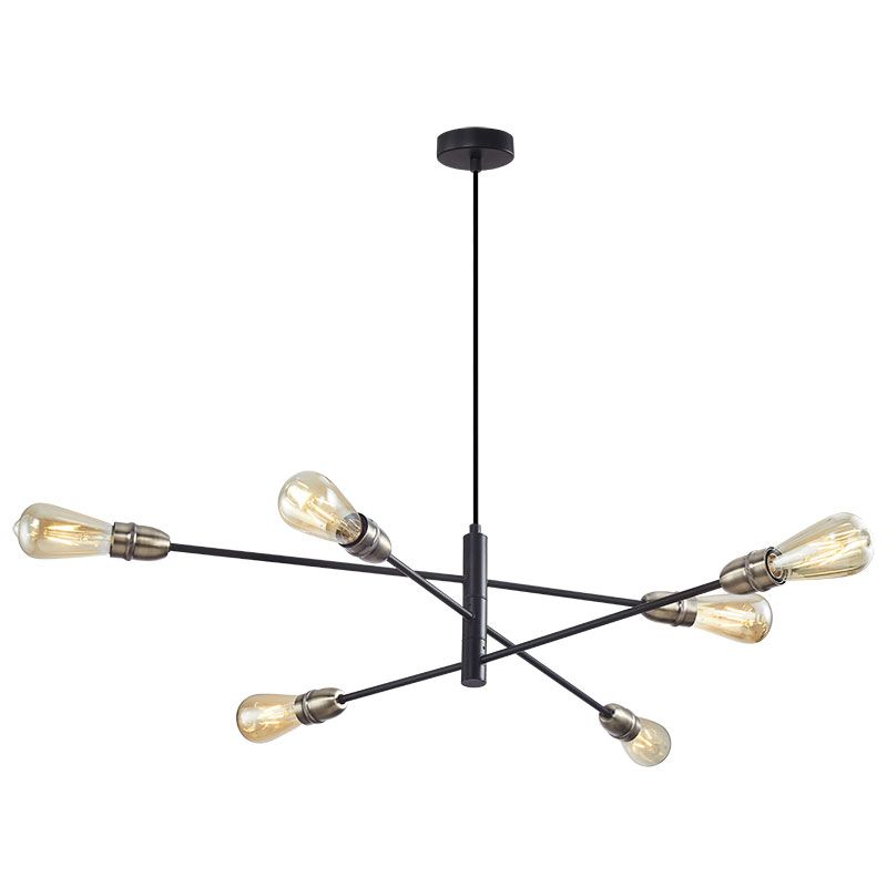 Cork Lighting-PF1966/6BL+AB - Venus - Black & Antique Brass 6 Light Centre Fitting