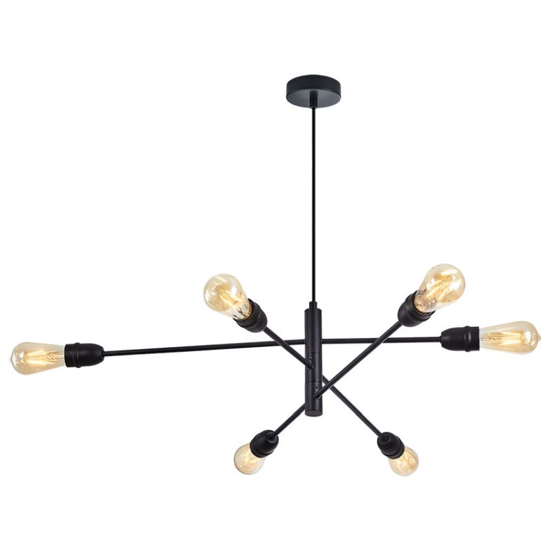 Cork Lighting-PF1966/6BL - Venus - Black 6 Light Centre Fitting