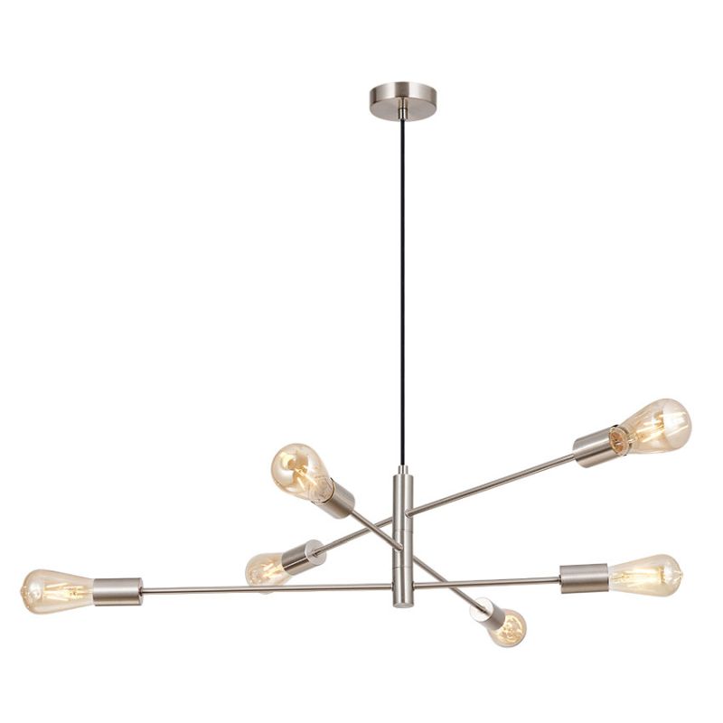 Cork Lighting-PF1966/6SN - Venus - Satin Nickel 6 Light Centre Fitting