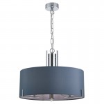 Peillon - Chrome 3 Light Pendant with Grey Shade Peillon - Chrome 3 Light Pendant with Grey Shade