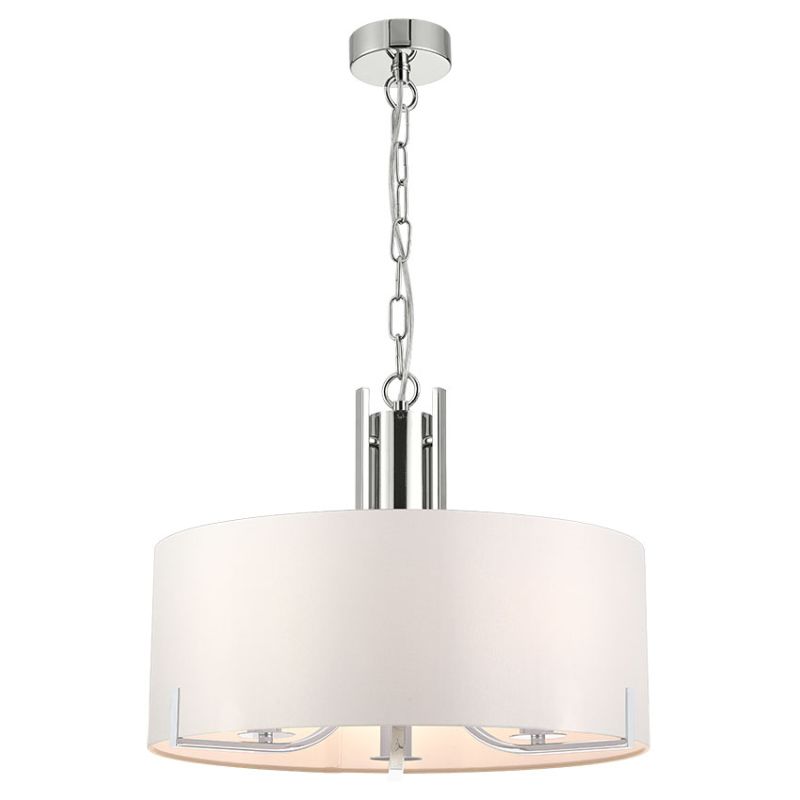 Cork Lighting-PF2019/3CRWH - Peillon - Chrome 3 Light Pendant with White Shade