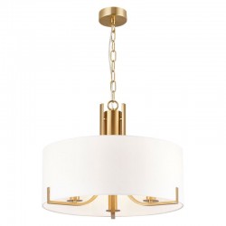 Peillon - Satin Brass 3 Light Pendant with White Shade