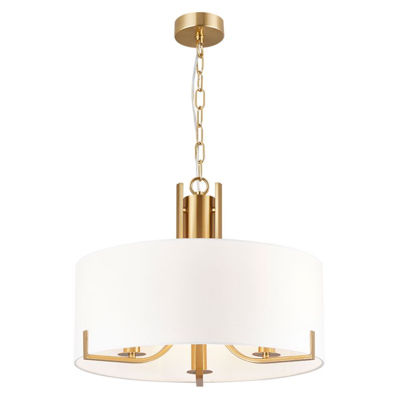 Cork Lighting-PF2019/3SB - Peillon - Satin Brass 3 Light Pendant with White Shade