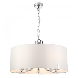 Peillon - Chrome 5 Light Pendant with White Shade Peillon - Chrome 5 Light Pendant with White Shade