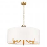 Peillon - Satin Brass 5 Light Pendant with White Shade Peillon - Satin Brass 5 Light Pendant with White Shade
