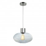 Skytech - Satin Nickel Pendant with Ribbed Clear Glass Skytech - Satin Nickel Pendant with Ribbed Clear Glass