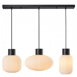 Skytech - Black 3 Light over Island Fitting with Ribbed Opal Glasses Skytech - Black 3 Light over Island Fitting with Ribbed Opal Glasses