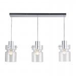 Camden - Aluminium 3 Light over Island Fitting with Decorative Clear Glass Camden - Aluminium 3 Light over Island Fitting with Decorative Clear Glass