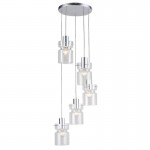 Camden - Aluminium 5 Light Cluster Pendant with Decorative Clear Glass Camden - Aluminium 5 Light Cluster Pendant with Decorative Clear Glass
