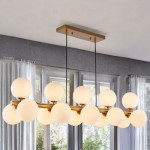 Taishan - Brushed Brass 15 Light over Island Fitting with White Glass Taishan - Brushed Brass 15 Light over Island Fitting with White Glass