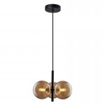 Taishan - Black 3 Light Centre Fitting with Amber Glass Taishan - Black 3 Light Centre Fitting with Amber Glass