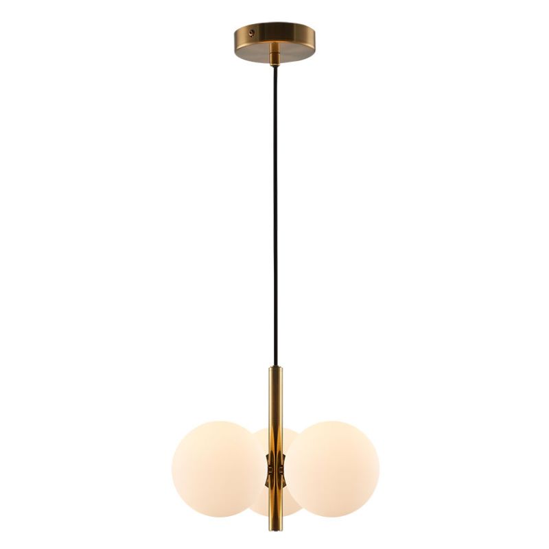 Cork Lighting-PF2330/3BR - Taishan - Brushed Brass 3 Light Centre Fitting with White Glass