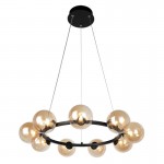 Taishan - Black 9 Light Centre Fitting with Amber Glass Taishan - Black 9 Light Centre Fitting with Amber Glass