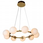 Taishan - Brushed Brass 9 Light Centre Fitting with White Glass Taishan - Brushed Brass 9 Light Centre Fitting with White Glass