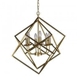 Kinsale - Matt Brass 6 Light Geometric Cube Pendant