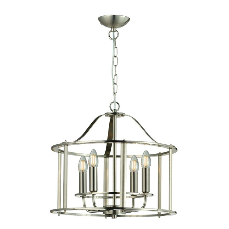 Cork Lighting-PF24756/4SN - Adare - Satin Nickel 4 Light Lantern Pendant