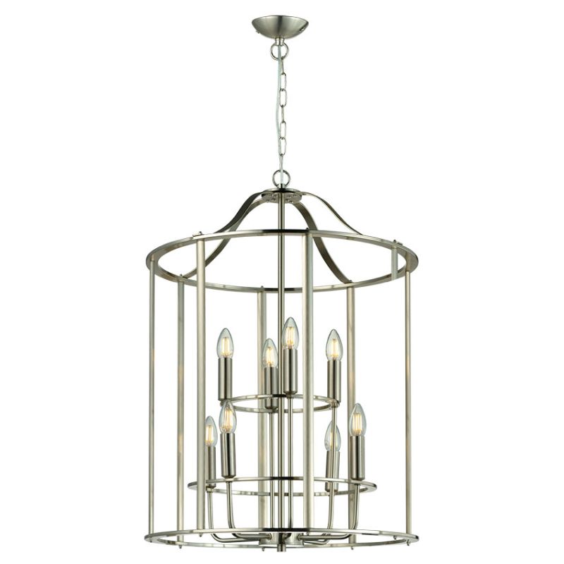 Cork Lighting-PF24756/4+4SN - Adare - Satin Nickel 8 Light Lantern Pendant