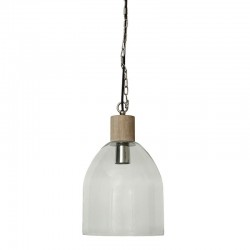 Saxen - Wooden & Chrome Pendant with Clear Glass Saxen - Wooden & Chrome Pendant with Clear Glass